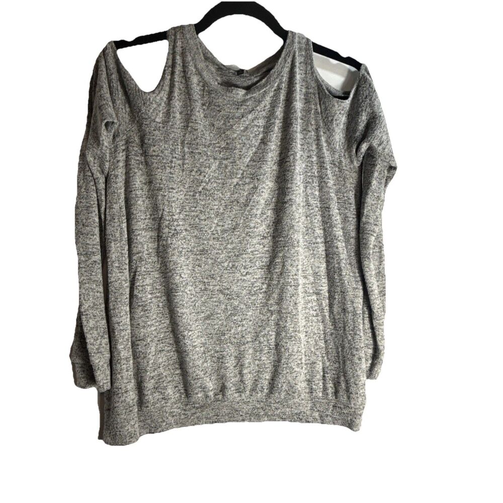 Pink Clover Cold Shoulder Sweater Shirt Women's Small Grey Long Sleeve
